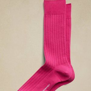 Banana Republic Solid Ribbed Sock - Bright Peony Pink